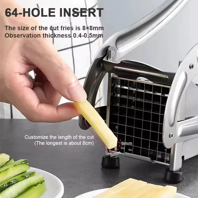2025 Professional Potato French Fry Cutter Machine with 2 Blades Stainless Steel Manual Vegetable Potato Slicer Kitchen Gadgets professional