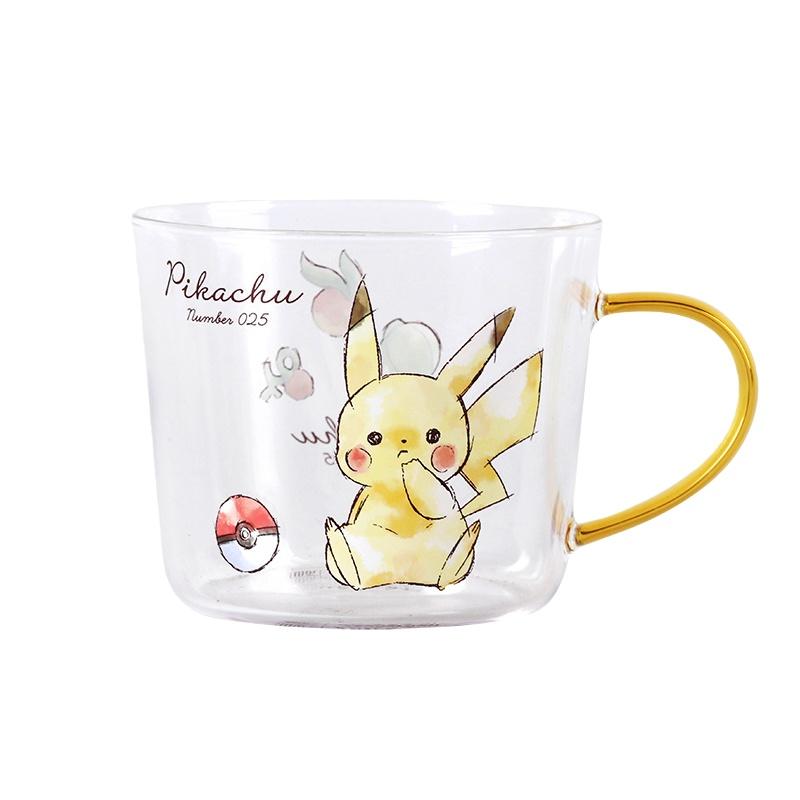 

SHUNXIANG Pokémon Glass Water Cup Cartoon Pikachu Coffee Milk Mugs High Borosilicate Glass Cups with Handle Home Juice Cup Gifts 520ml