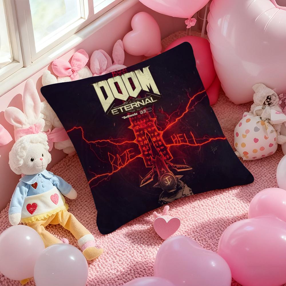 D-Doom E-Eternal Cool Game Cushion Cover Pattern Printed Pillowcase for Living Room Sofa Cushion Cover & Bedroom Decor