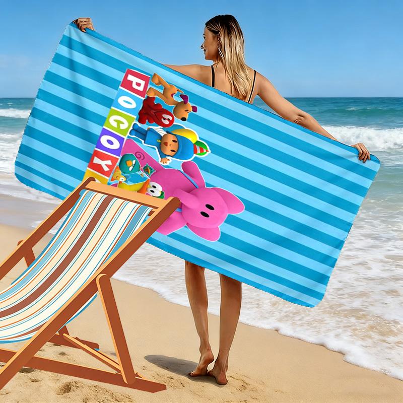 Pocoyo Cartoon Print Beach Towel, Large Soft Quick Dry Towel for Beach Camping Swimming