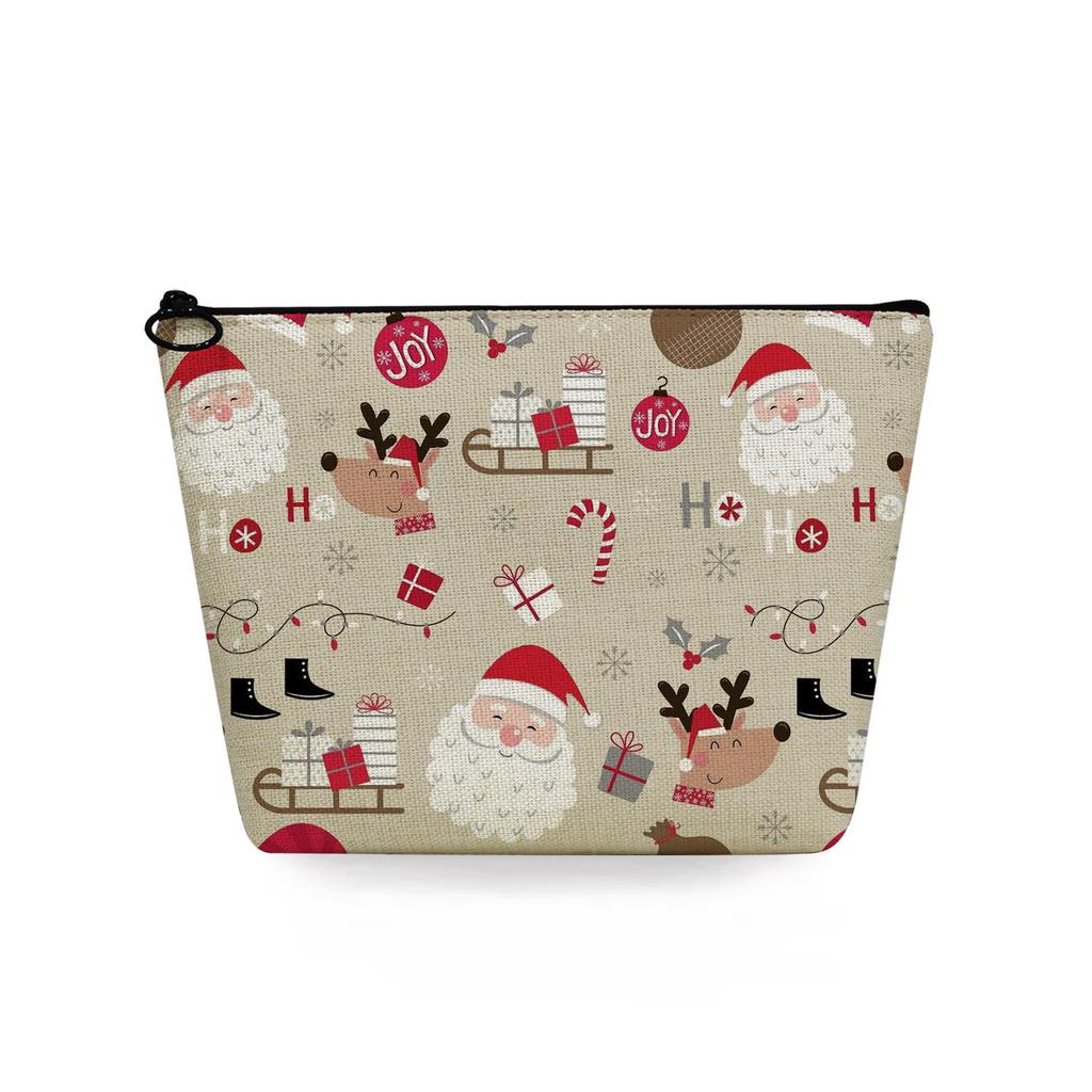 Women Christmas Snowman Print Cosmetic Bag Toiletries Organize Travel Storage Case  6367