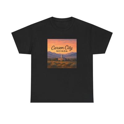 Unisex Adult T Shirt Carson City Nevada Sierra Sunset Art
