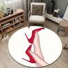 Modern Round Watercolor Multicolor Accent Rug, Non-Slip Floor Mat for Kids Room