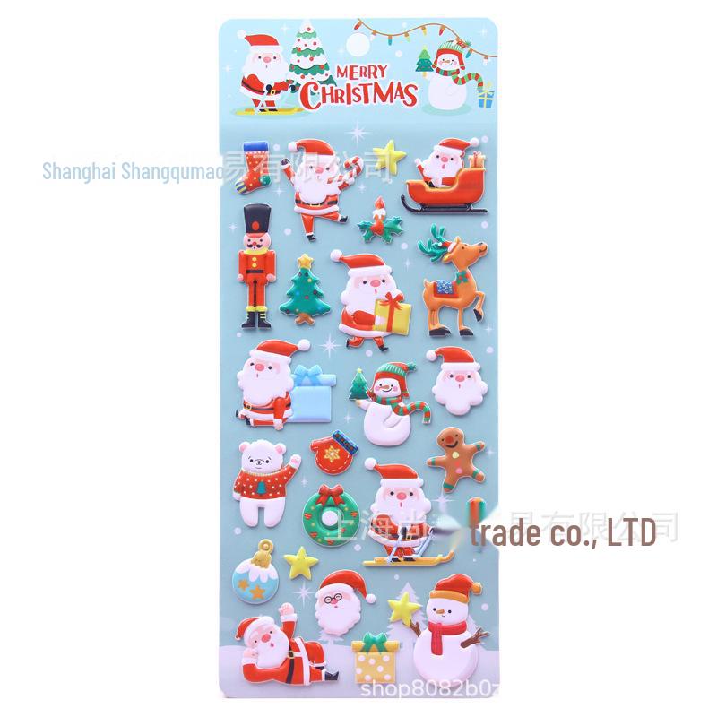 Nové 3D vánoční pěnové samolepky: Dětské kreslené návrhy s Santa Clausem, sněhovou vločkou a losem