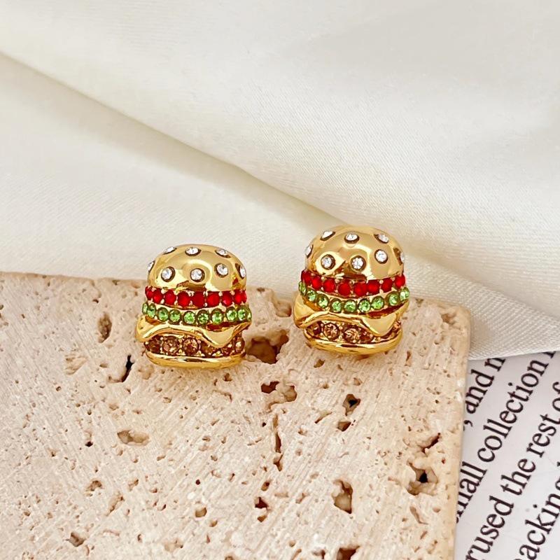 Childlike Hamburger Stud Earrings - Cute, Creative, Daily & Vacation Ear Accessories for Women