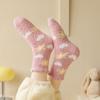 Socks Women Winter Warm Fluffy Fuzzy Cute Middle Tube Thick Thermal Soft Coral Fleece Floor Sleep Cartoon Star Short Crew Socks
