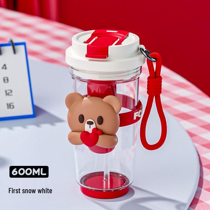 Přenosný kelímek se slámkou s velkým objemem pro dívky - Květinový design