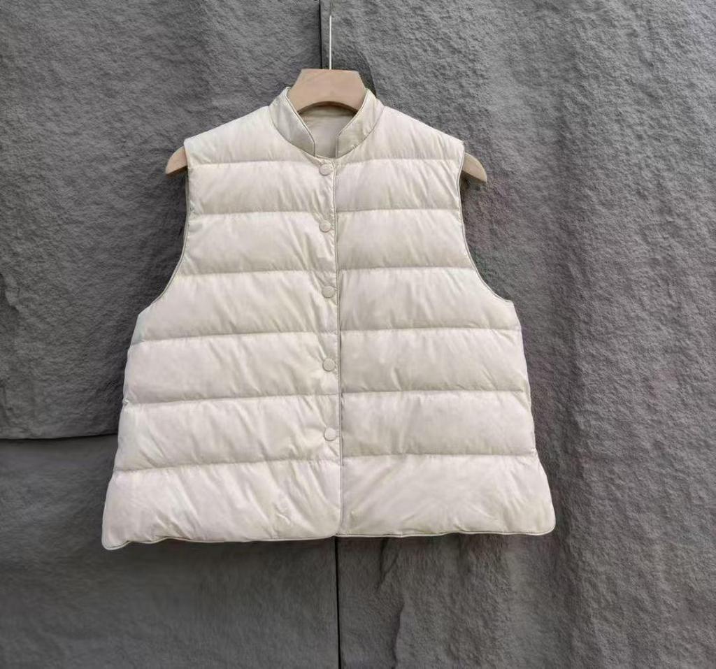 2025 Women's Lightweight Stand-Up Collar Down Vest – Trendy Autumn/Winter Sleeveless Gilet In White Duck Down