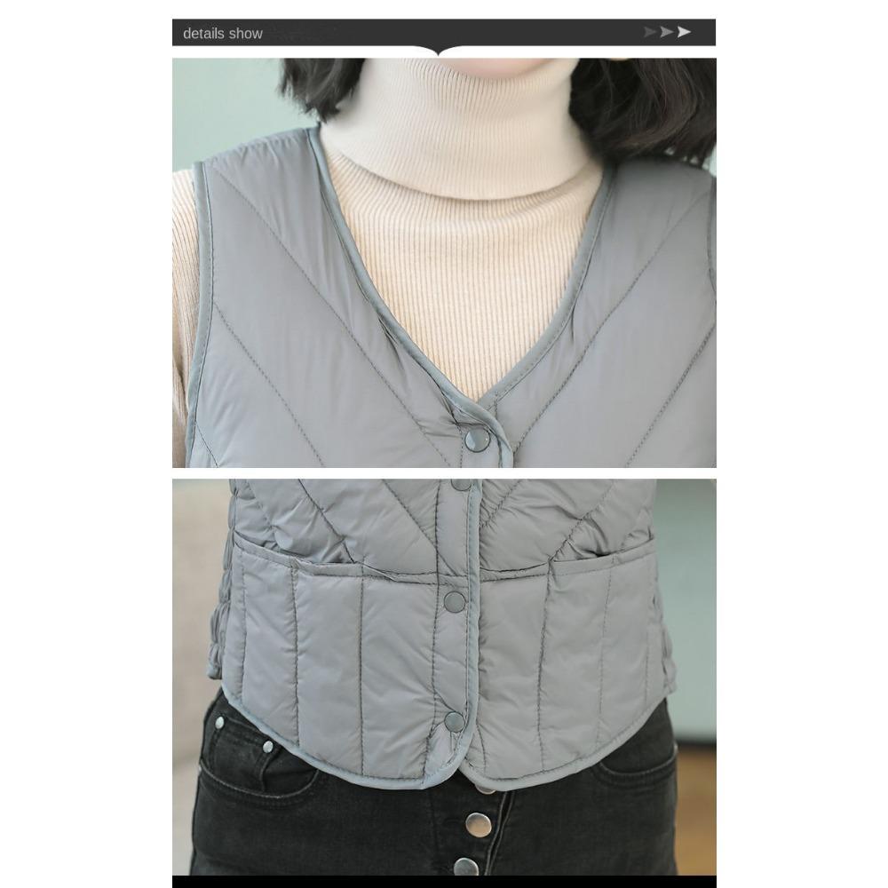 Autumn/Winter Slim-Fit Short Cotton Waistcoat for Women Versatile Waistcoat Layering Warm Thickened Cold Protection