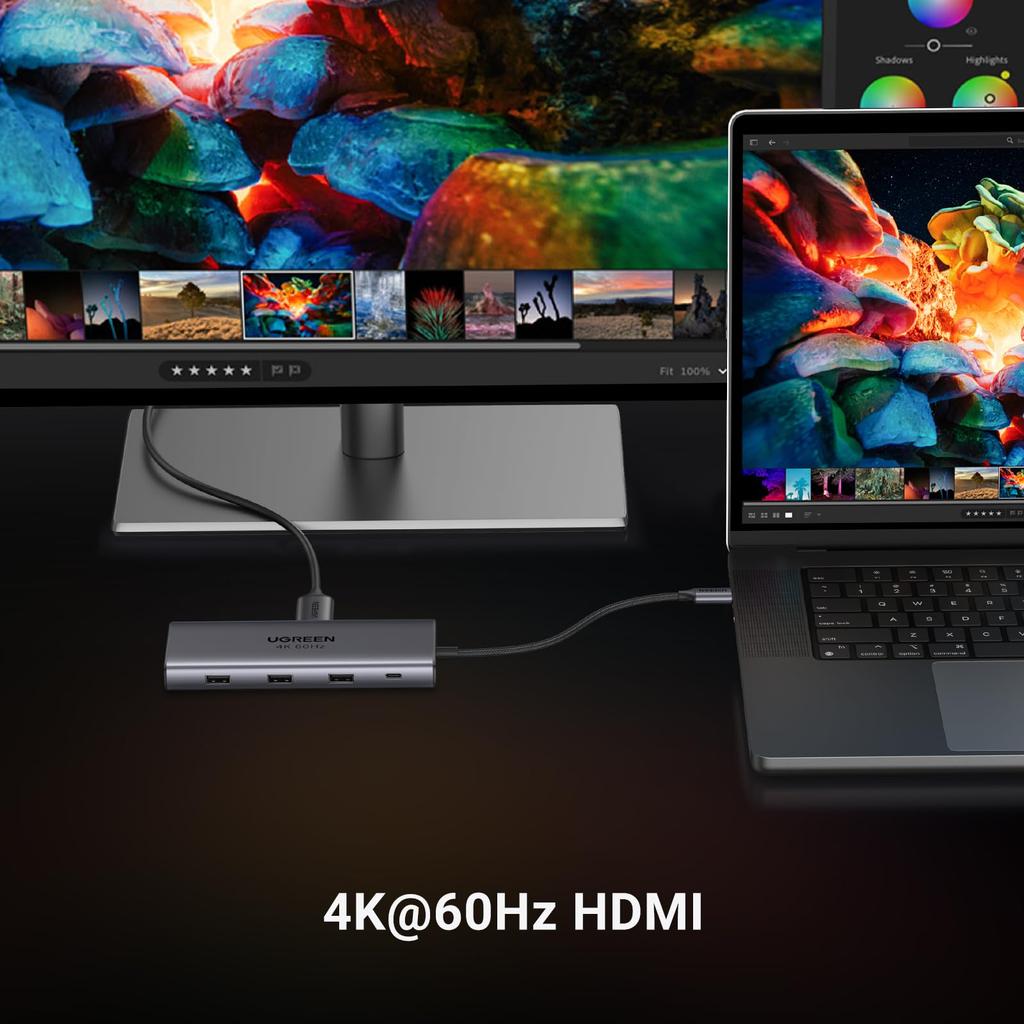 UGREEN Revodok Pro C 10 Gbit/s Übertragung HDMI 100W PD Schnell 1 Gbit/s Karte Kompatibel mit MacBook und Thinkpad C-Port Unterstützt Kein Video 109-USB-Hub,
