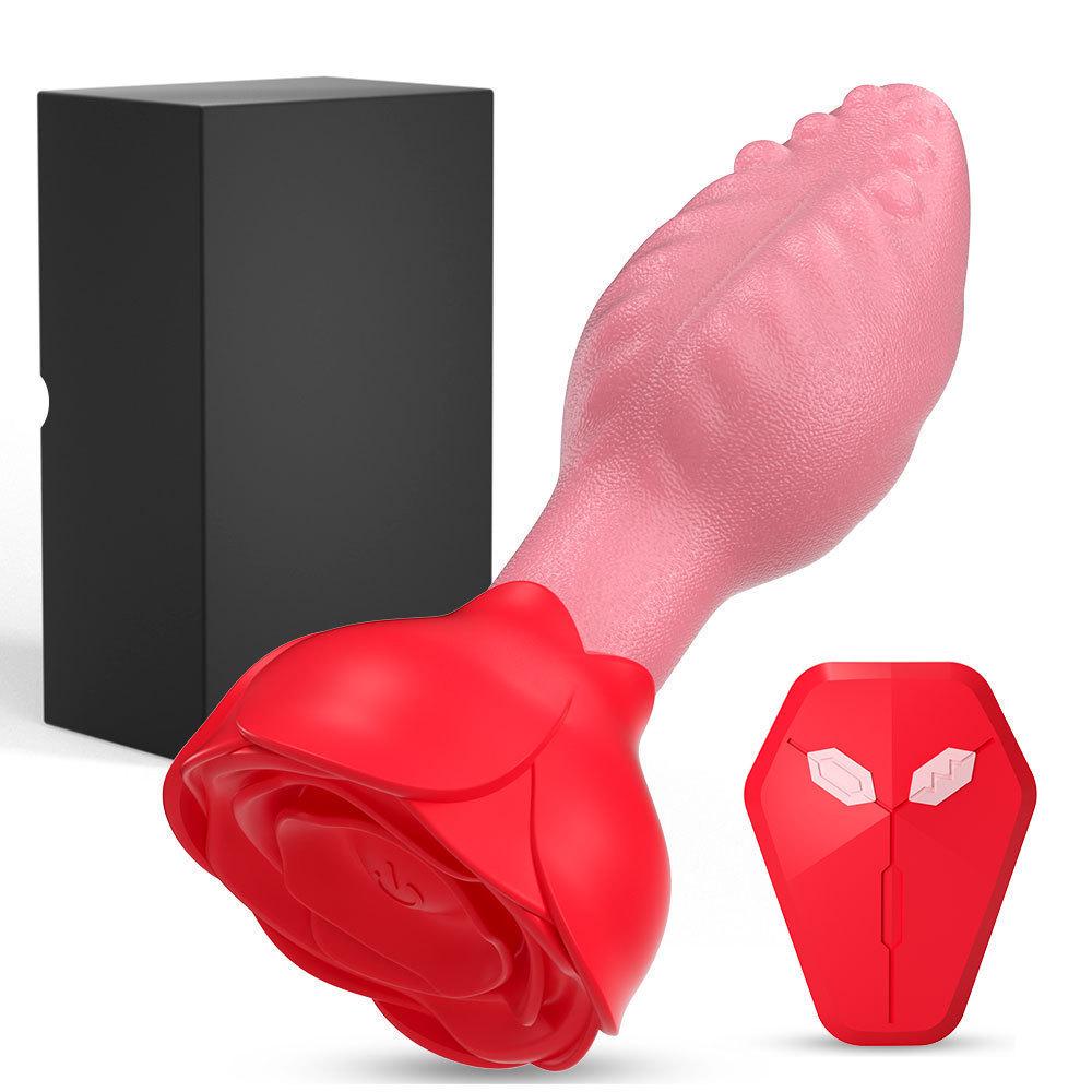 Rose Swing Remote-Control Silicone Vibrator Butt Plug for Men & Women - Anus Massage & Adult Sex Toy