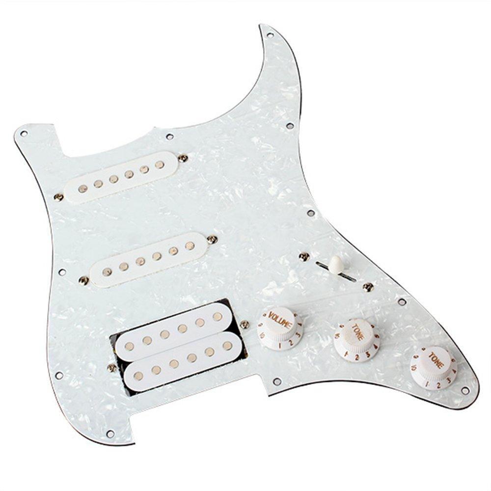 Yibuy White Pearl 3-Ply Prewired Pickguard SSH for Musical Instruments