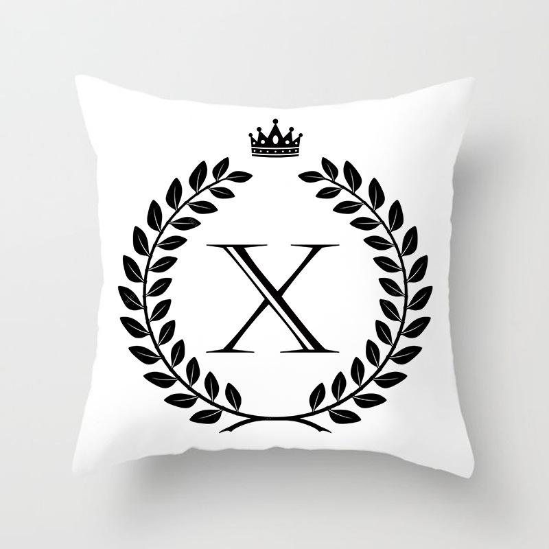 26 Crown Letter Pattern Double-Sided Printed Pillow Cover Short Plush Suitable Living Rooms Bedrooms Sofas Throw Cushion Cover