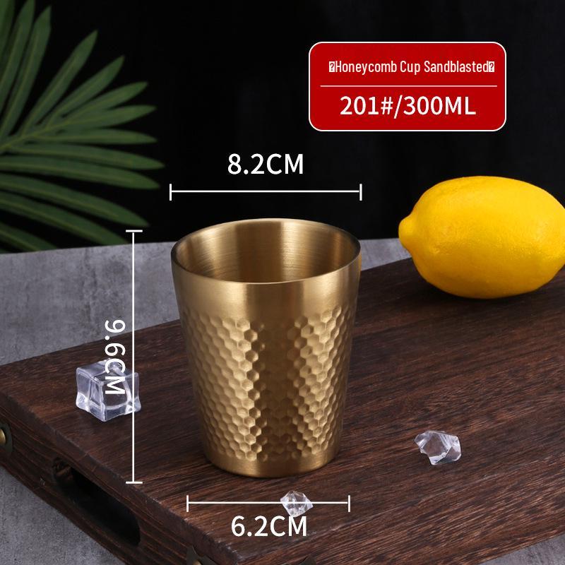 Korean Style Double-Layer Honeycomb Stainless Steel Beer Mug - Durable, Anti-Fall, Ideal for Cold Drinks & BBQs.