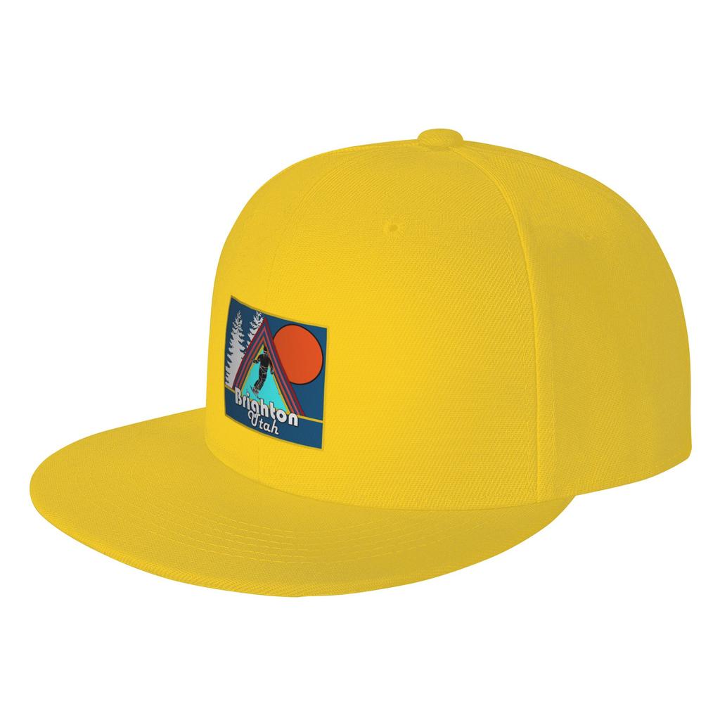 Fashion Brighton Utah Vacation Travel Skiing Mountains Flat Brim Sun Hat Harajuku Style Cap Womens