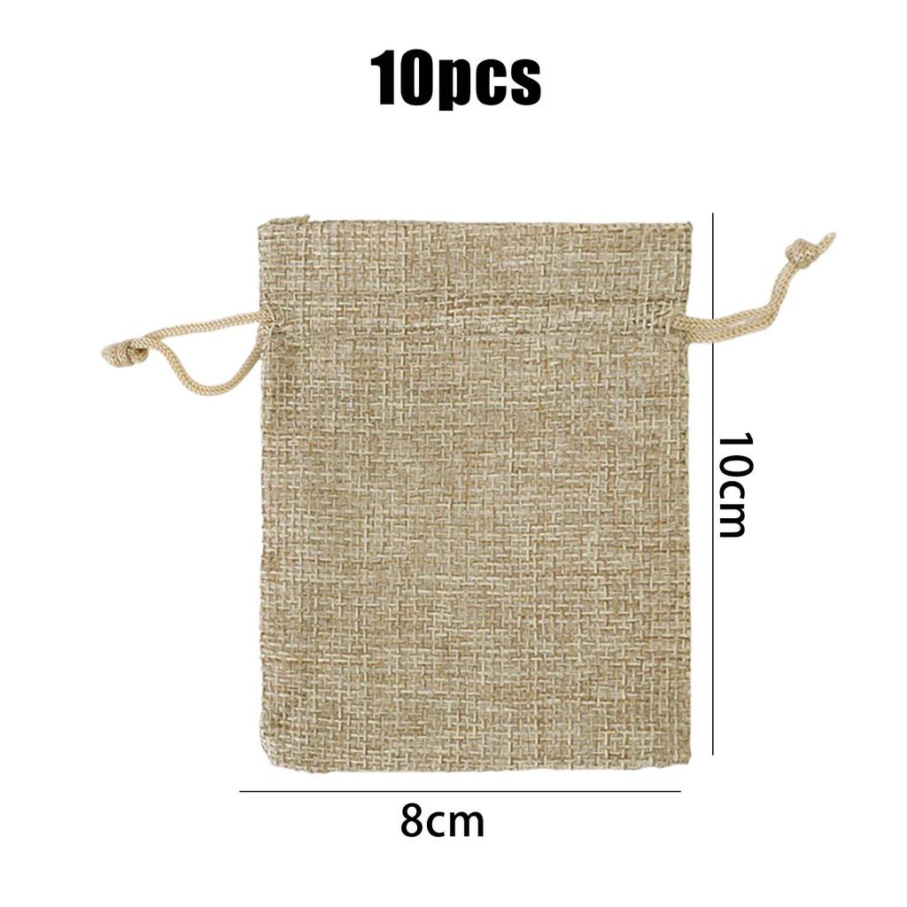10-50 szt. Brązowa Torba ze Sznurkiem Juta Pouch na Biżuterię Len Torba Pakująca DIY Boże Narodzenie Torby na Cukierki Organizer do Przechowywania