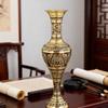 Antique Metal Vases with Embossed Geometric Pattern Dried Flower Arrangements Container for Table Centerpieces Decors