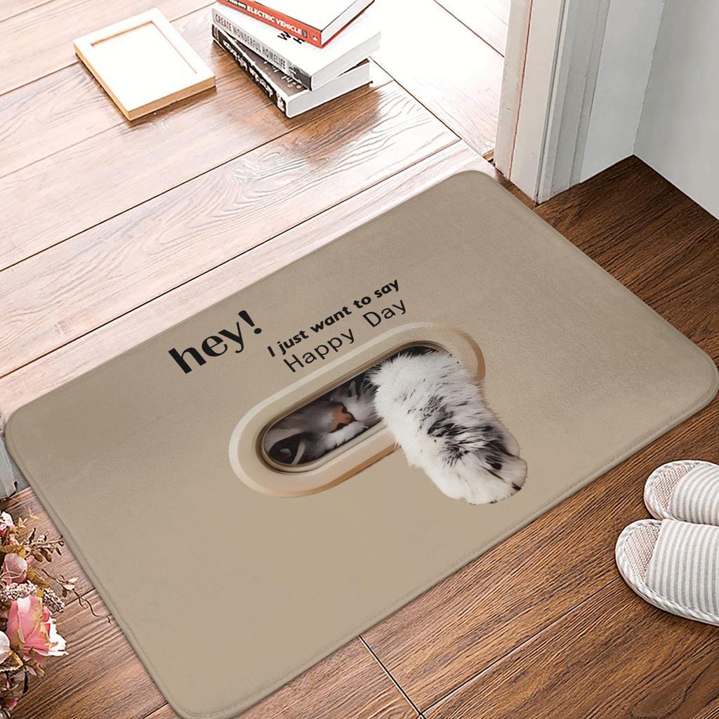 Hey I Just Want to Say Happy Day Crocodile Pattren Front Door Mat Anti-Slip Indoor Doormat Garden Garage Entrance Rug Carpet