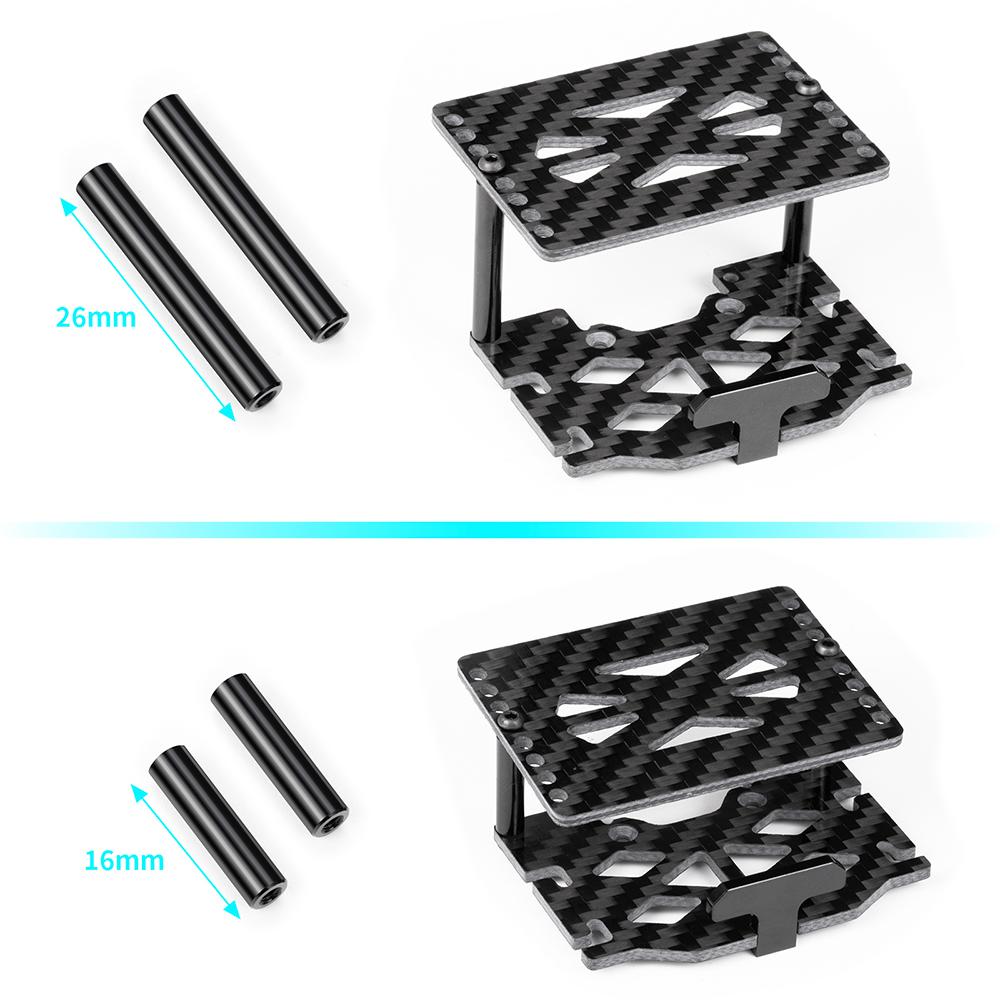 AXSPEED Carbon Fiber&Aluminum Battery Tray /Double Layer ESC Mounting Plate for TRX4M TRX4-M 1/18 RC Crawler Car Upgrade Parts