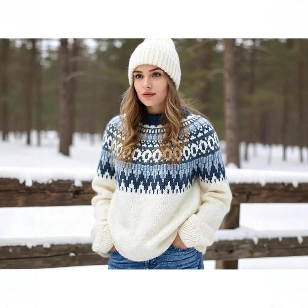 Independent Station 2026 Women's Trendy Loose Color Block Knit Sweaters