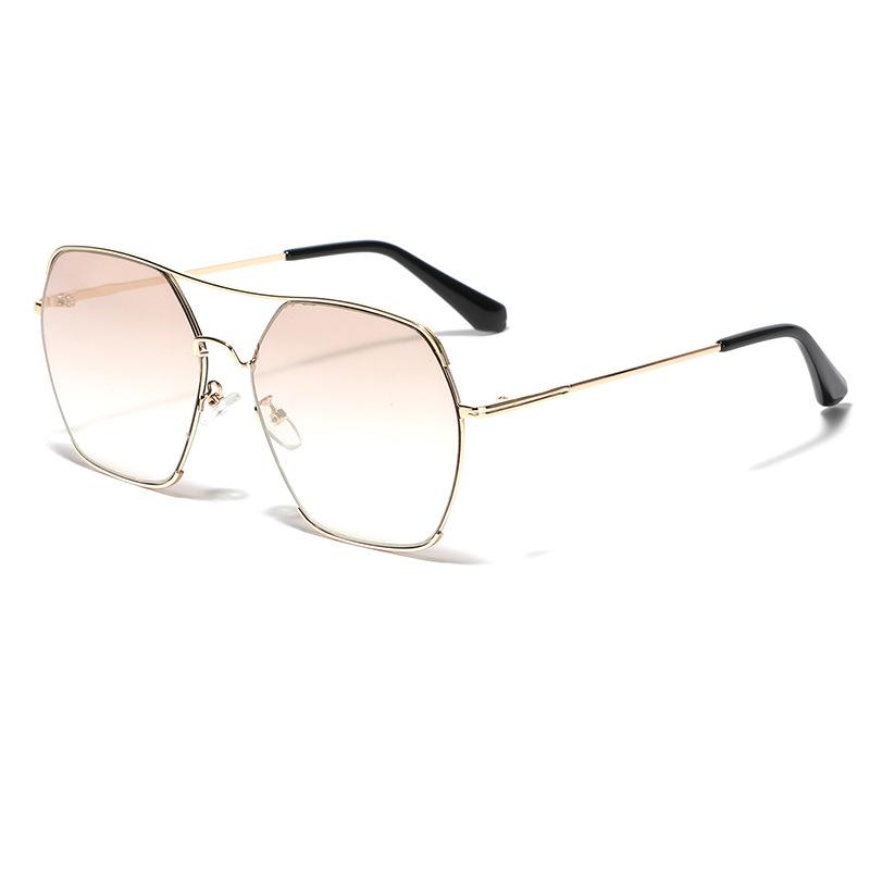 Glasses Square Large Frame Sunglasses Men'S Polygon Pink Metal Sunglasses Women'S Autumn And Winter