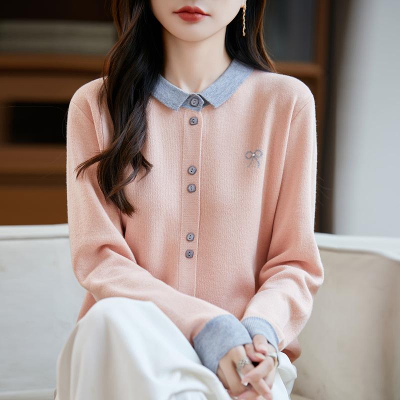 QingHe Cashmere Women's 30% Cashmere Cardigan - Soft & Warm Wool Blend Sweater