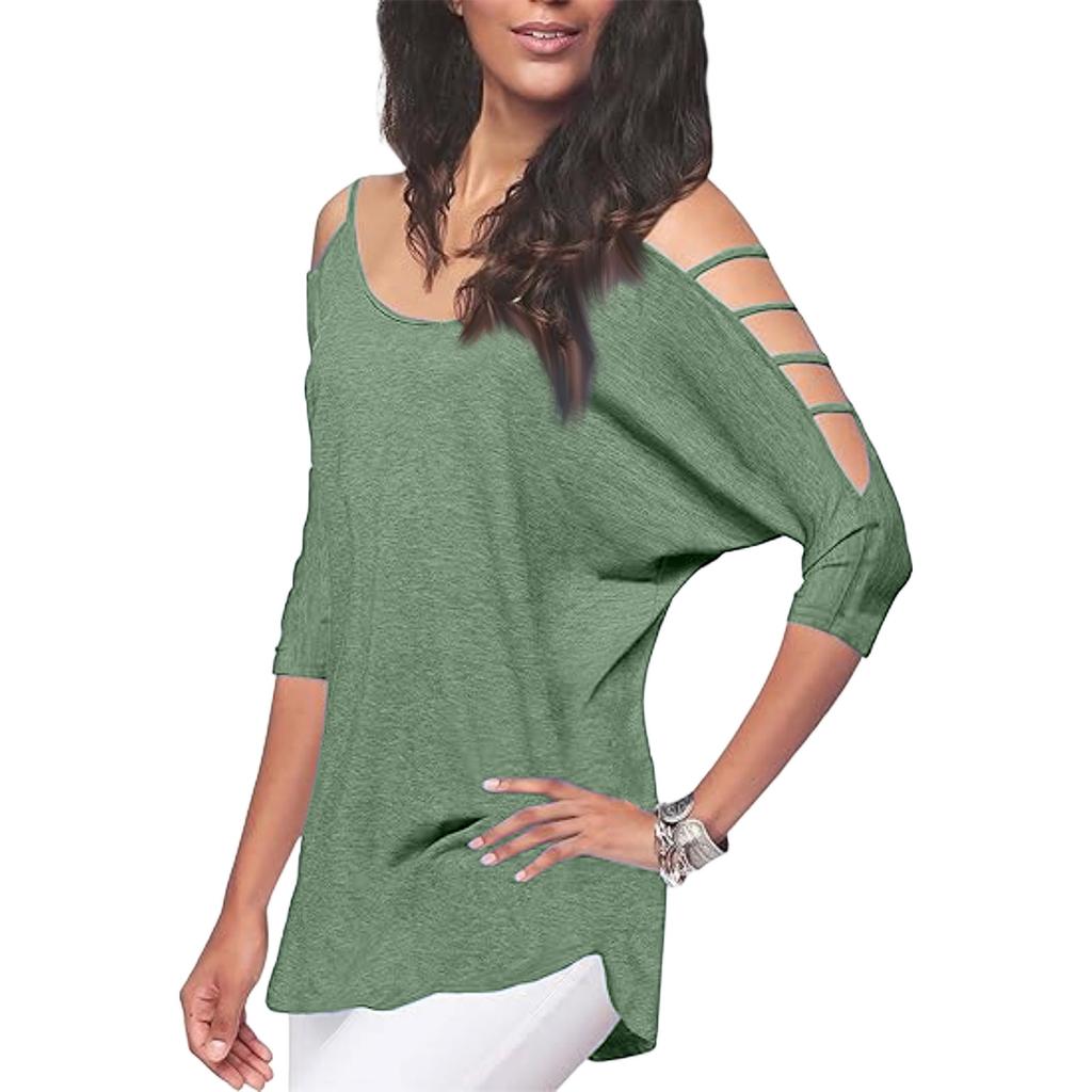Womens Spring Tops Cold Shoulder Summer Shirts for Women Casual Loose Fit Womens Summer T Shirts Soft Fabric Dressy Tops for Women