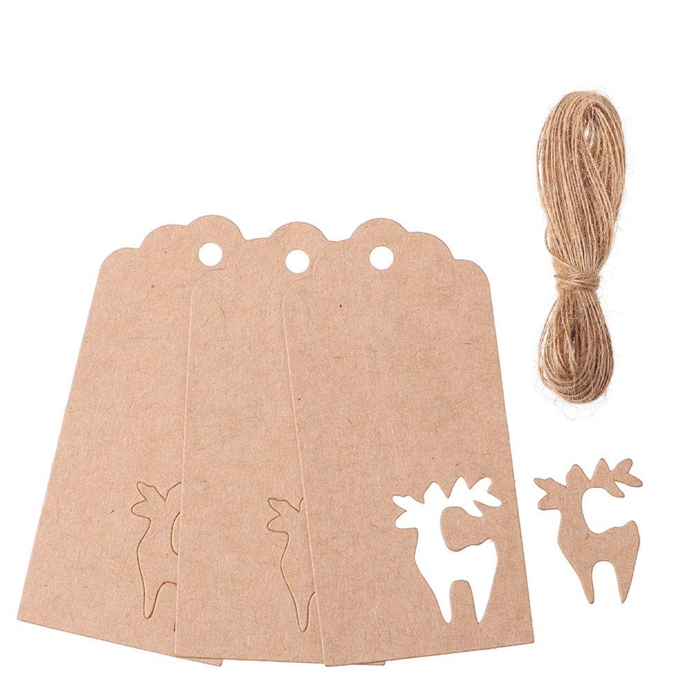 50pcs DIY Crafts Xmas Tree Hanging Christmas Card Label Kraft Paper Tags Thanks Tag Snowflake