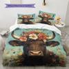 Coroa de Flores Animal Padrão Conjunto de Colcha Roupa de Cama Capa de Colcha Fronha Decoração de Casa Presente (1 capa de edredom + 2 fronhas, sem enchimento.)