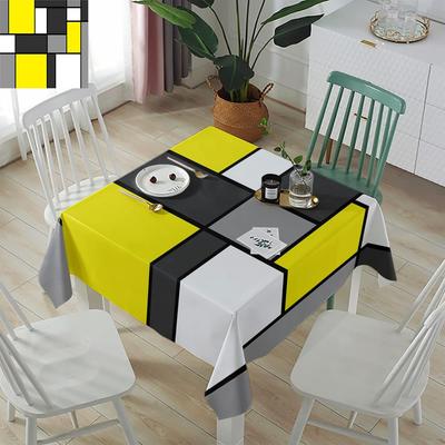 Schwarz Weiß Gelb Geometrische Farbblöcke Rechteckige Tischdecke Feiertagsparty-Dekoration Moderne Abstrakte Kunst Tischdecken Tischdekoration