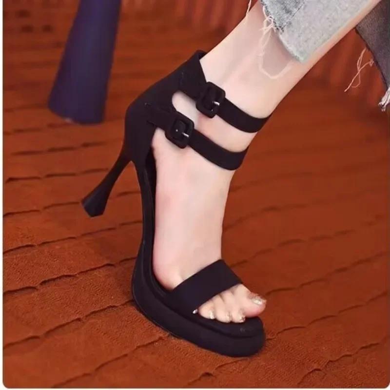 High Appearance Level Thick Bottom Thin High Heels Open Toe Sexy Elegant All Comfortable Non-slip Wear-resistant Sandals Women