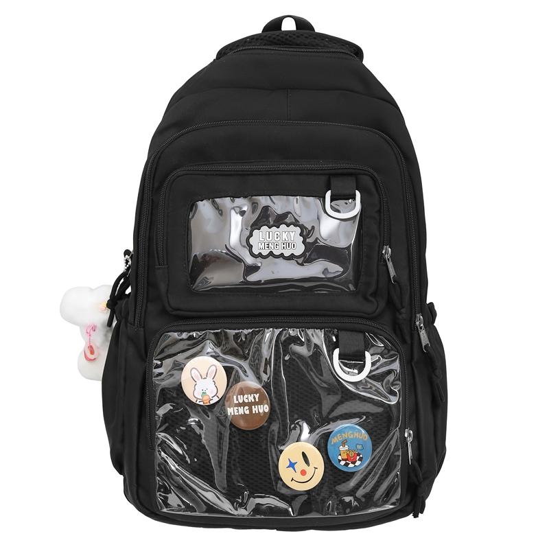 

Рюкзак большой емкости, женский рюкзак в студенческом стиле, школьная сумка, однотонная сумка на плечо Backpack чёрный