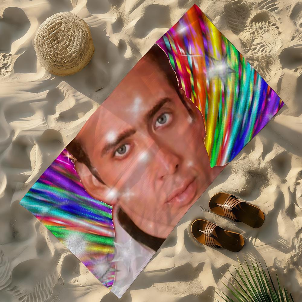 

Funny N-Nicolas C-Cage Meme Towel Soft Lightweight Anti-Sand Large Beach Towel Quick-Drying Bath Sports Family W40*H60(CM)