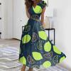 Women's Summer Fruit Printed V-Neck Long Dresses Dresses