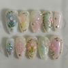 Summer Floral Butterfly Gradient Short Almond Fake Nails