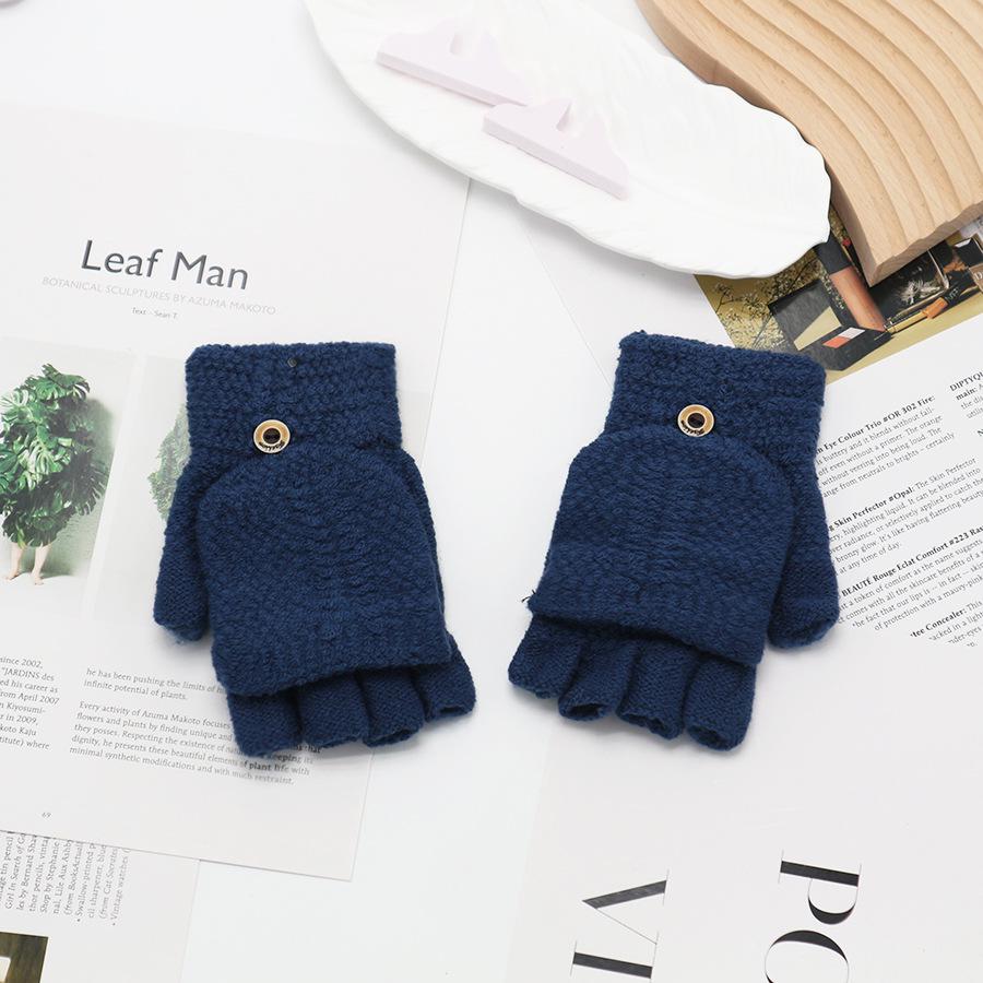 Zimní bezprsté rukavice s odklápěcím vrškem v korejském stylu - Unisex, kreslený design, kompatibilní s dotykovou obrazovkou, ideální pro psaní a ťukání