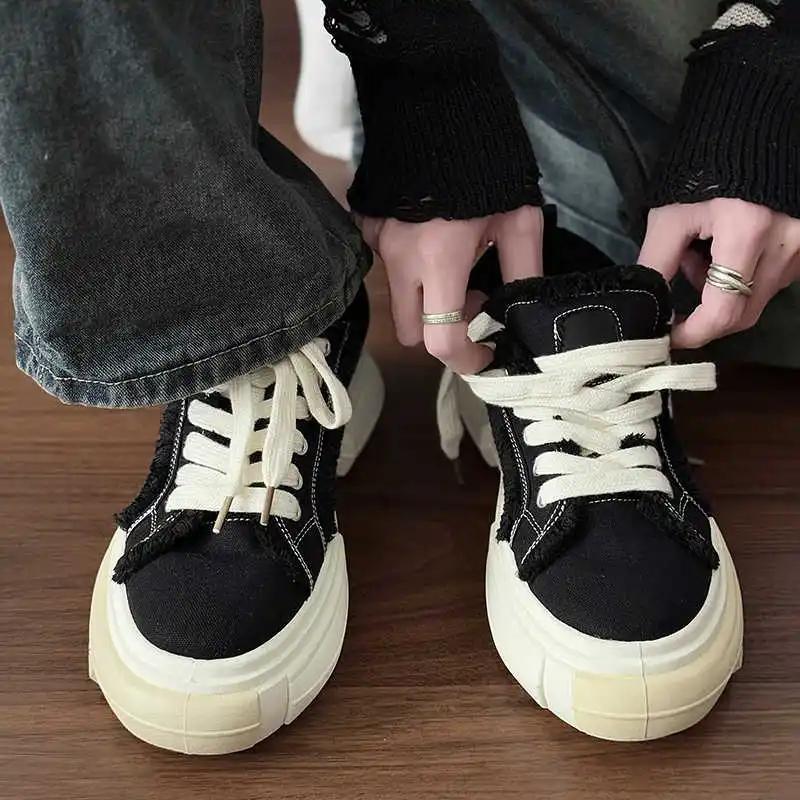 Round Foot With Lacing Men's White Summer Sneakers Chunky Basket Ball Shoes For Men Original Brand Men's Tennis Sport