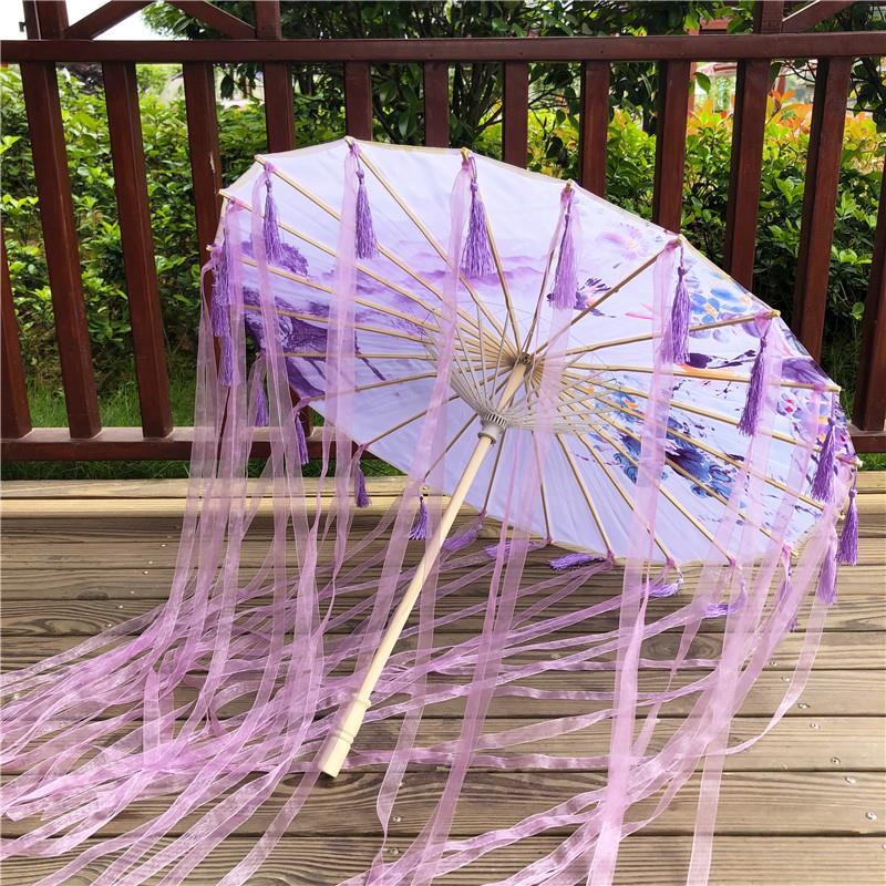 Traditional Hanfu Umbrella with Tassels for Women's Costumes and Children's Photoshoots