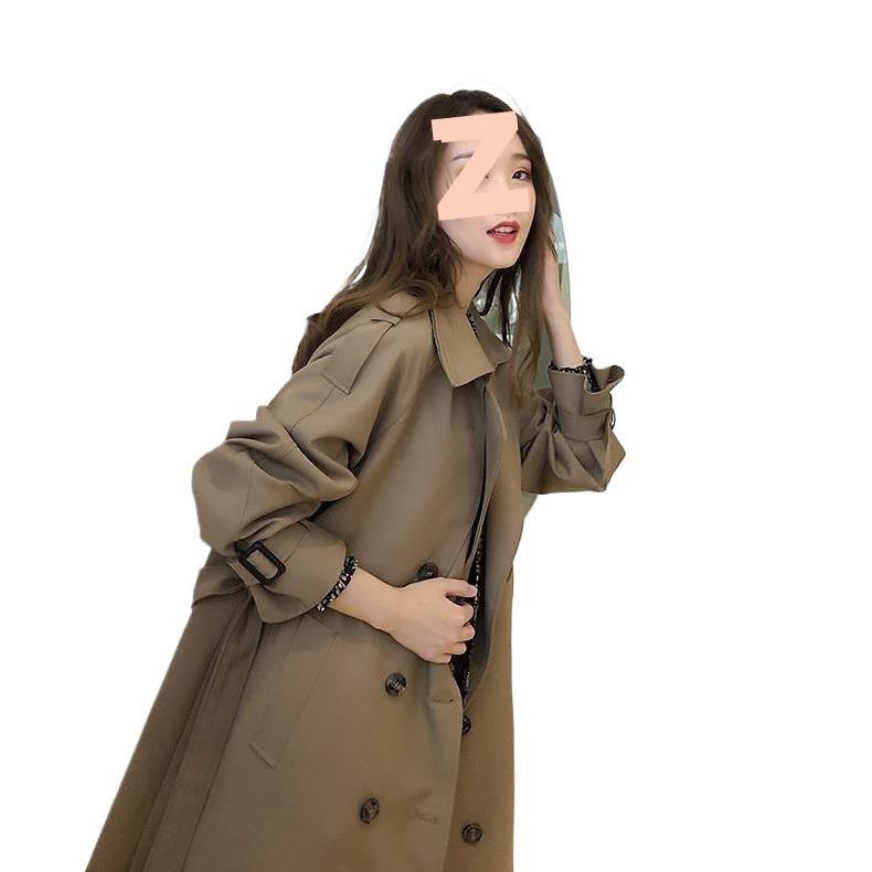 Damski jesienny płaszcz trencz z drapowaniem 2025: Średniej długości, Styl brytyjski, Za kolano, Bogini szyk