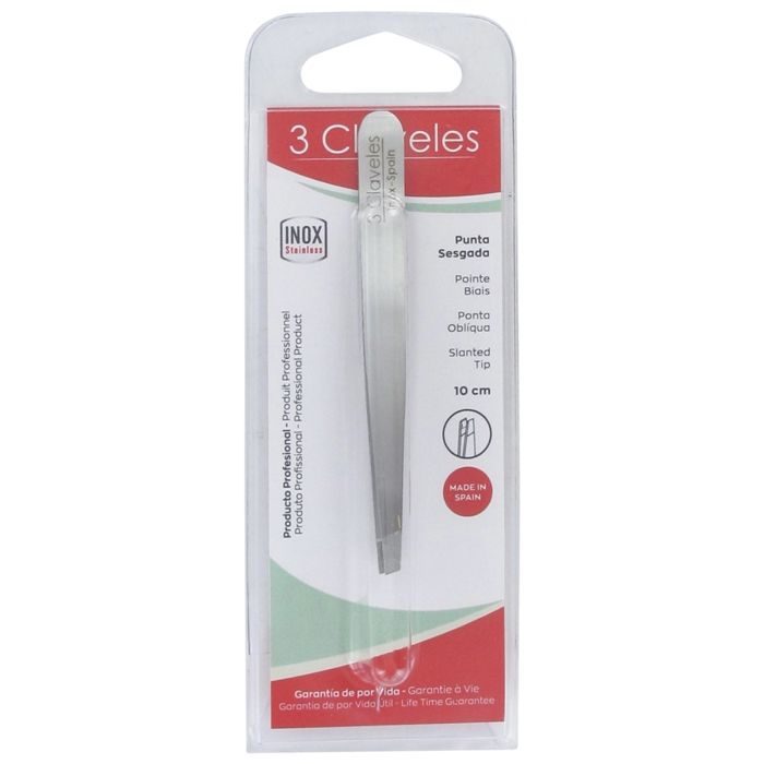 3 Claveles Pince À Epiler Biais 10,5 Cm 80103 - Pour Une Epilation Précise