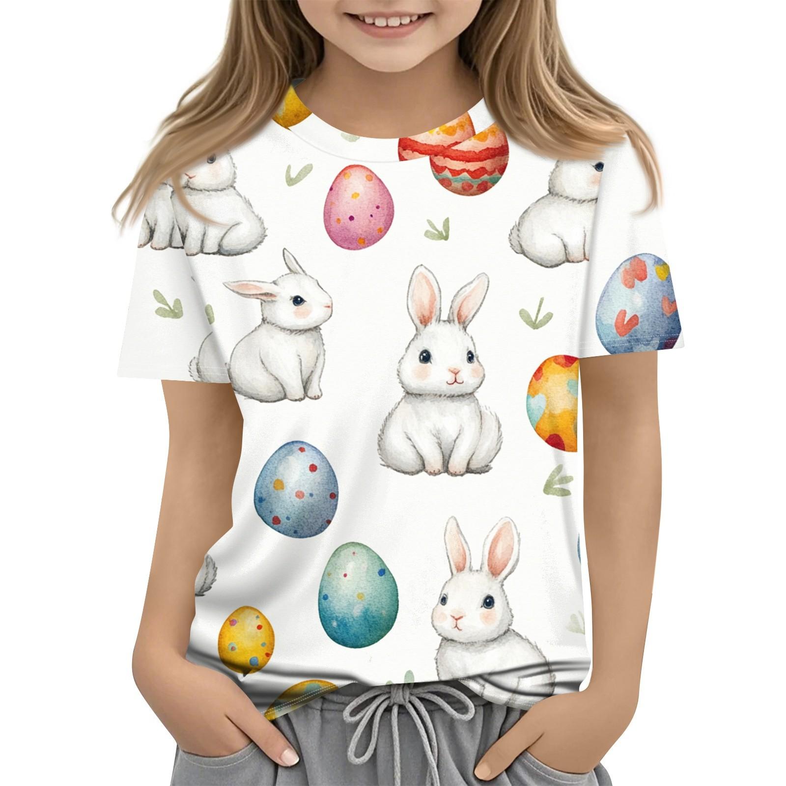 

Детская модная повседневная футболка с коротким рукавом и принтом в виде Пасхи и круглым вырезом 150 оранжевый