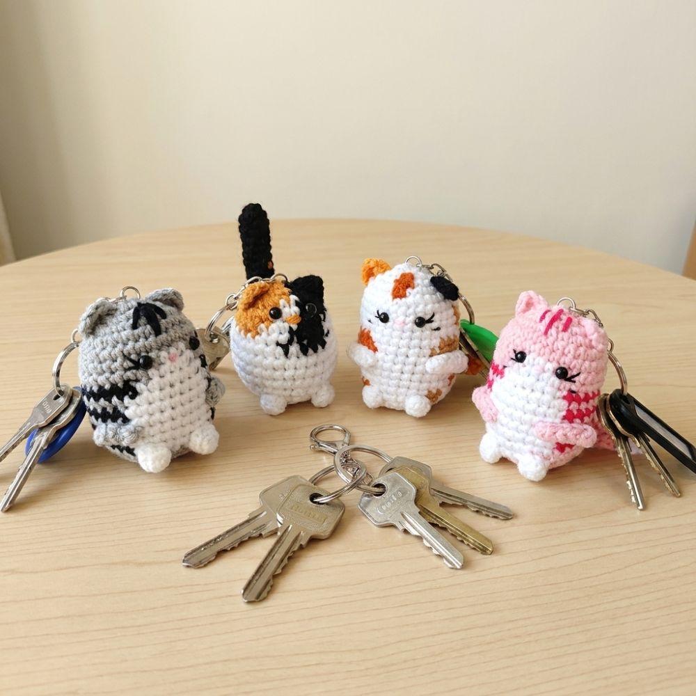 Handwoven Crochet Kitten Keyring DIY Crafts Cat Doll Pendant Hand Cat Keychain  Birthday Gift