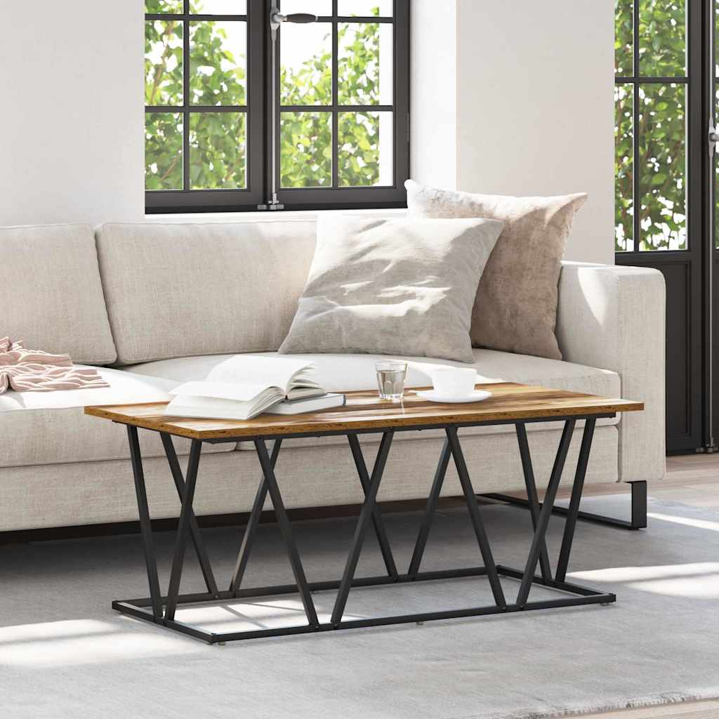 Coffee Table Made of Reclaimed Wood 100 X 50 X 40 Cm Plywood and Metal