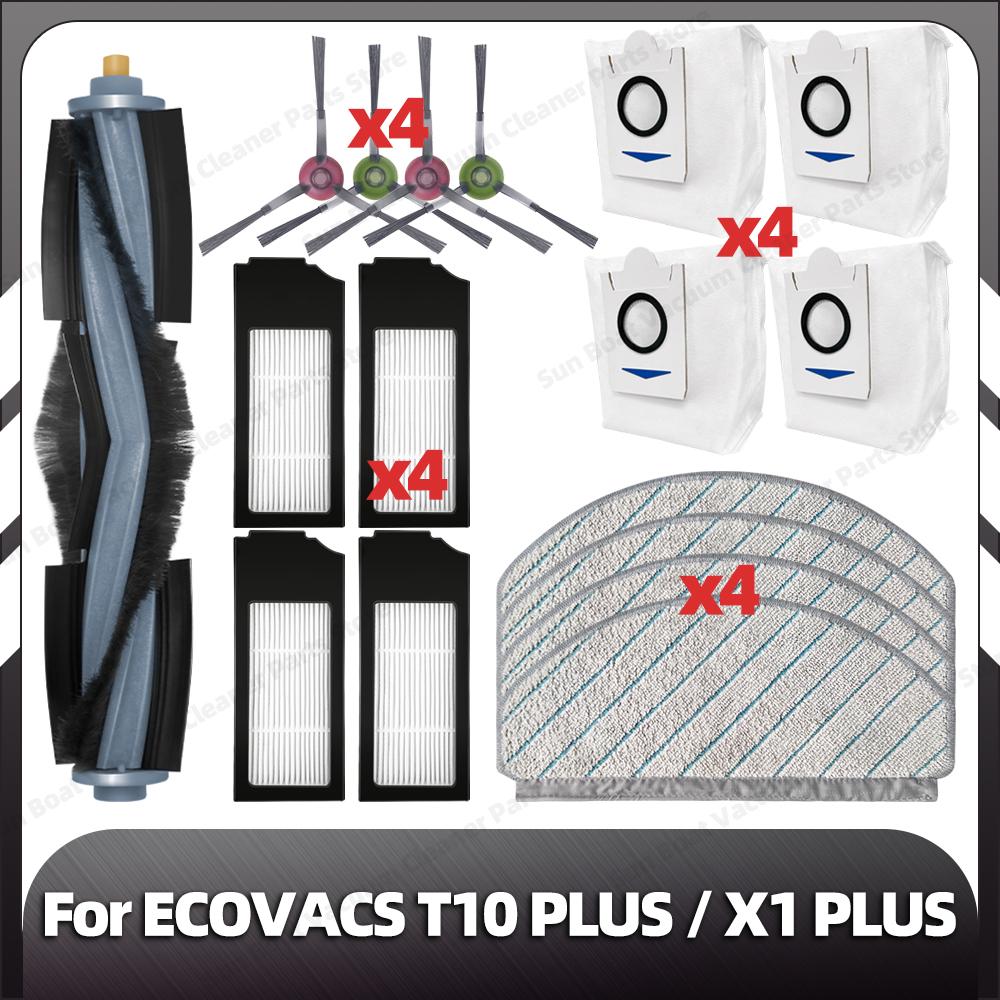 Compatible for ECOVACS T10 PLUS / X1 PLUS Replacement Side Brush HEPA Filter Mop Pad Dust Bag Spare Parts Accessories