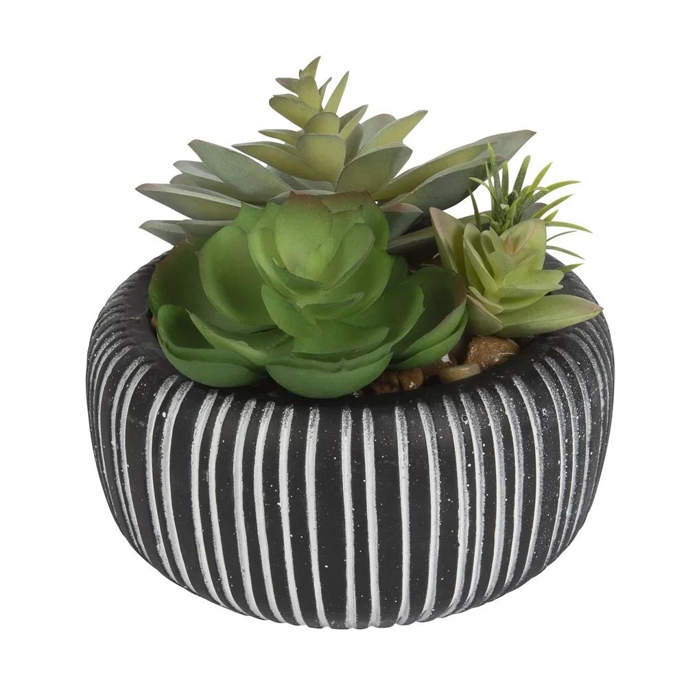 Realistic Faux Succulent Plant with Stone Pot Ideal Desk Shelf Decoration Unique Housewarming Gift