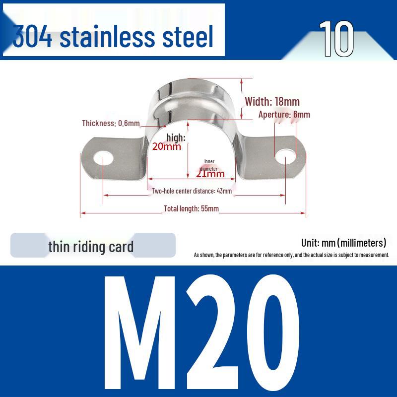 304 Stainless Steel U-Bolt Pipe Clamp Bracket - Pipe & Hose Clip Snap-on Hoop