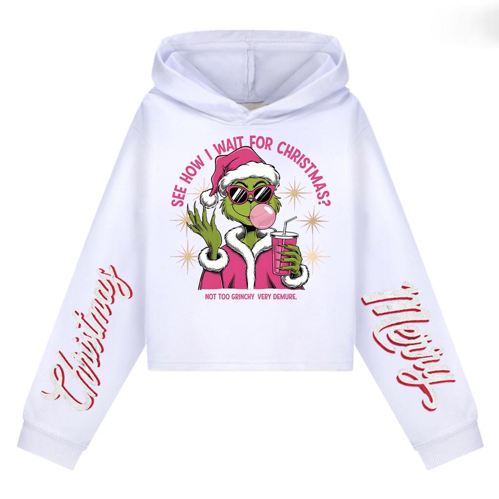 Kids' Casual Fashion Christmas Printed Long Sleeve Hooded Sweatshirt (No Drawstring)