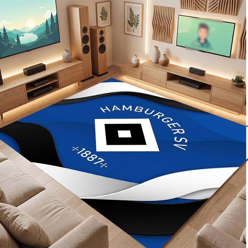 Tappeto in Velluto di Cristallo con Stampa Calcio Hamburger SV, Comodo Assorbente d'Acqua Antiscivolo Tappeto per Pavimenti Interni