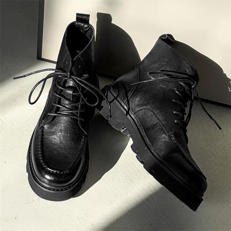 Leather Ankle Boots For Man Genuine Leather Big Size Boots  Designer Formal Platform Casual Boots Fashion