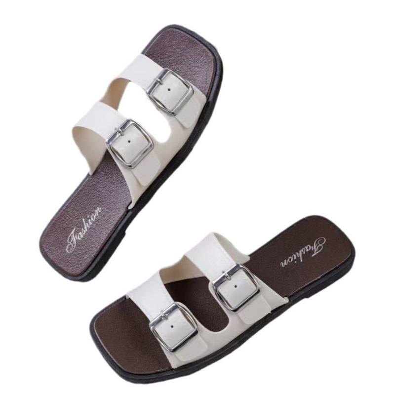 New slippers women's summer retro seaside beach soft flat one-word sandals outside